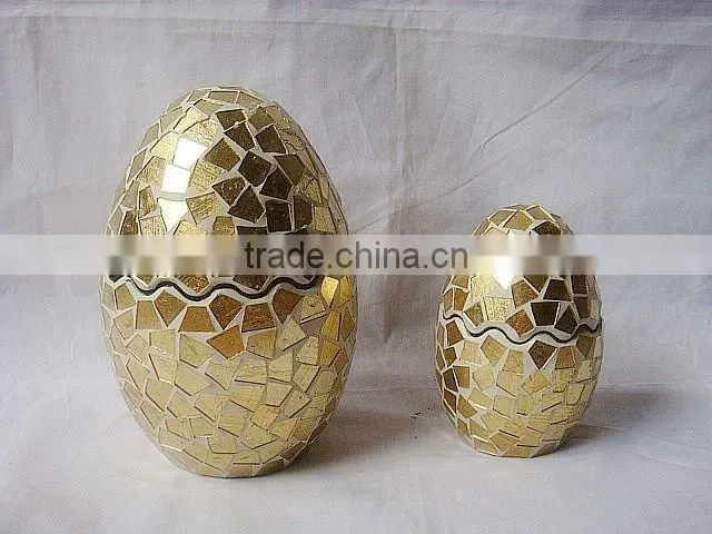 Ornament Handmade Mosaic Decorative Golden Easter Glass Egg