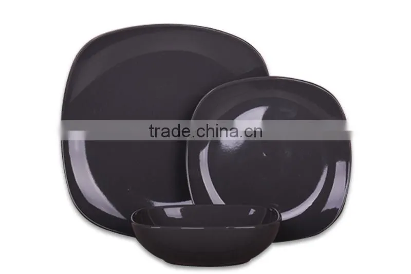 Black Simply Square 16 Piece Stoneware Dinner Set-service for 4 persons