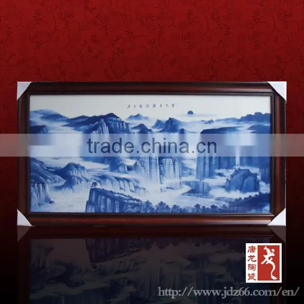 Home furniture decoration handpainted rural scene porcelain islamic art painting from China