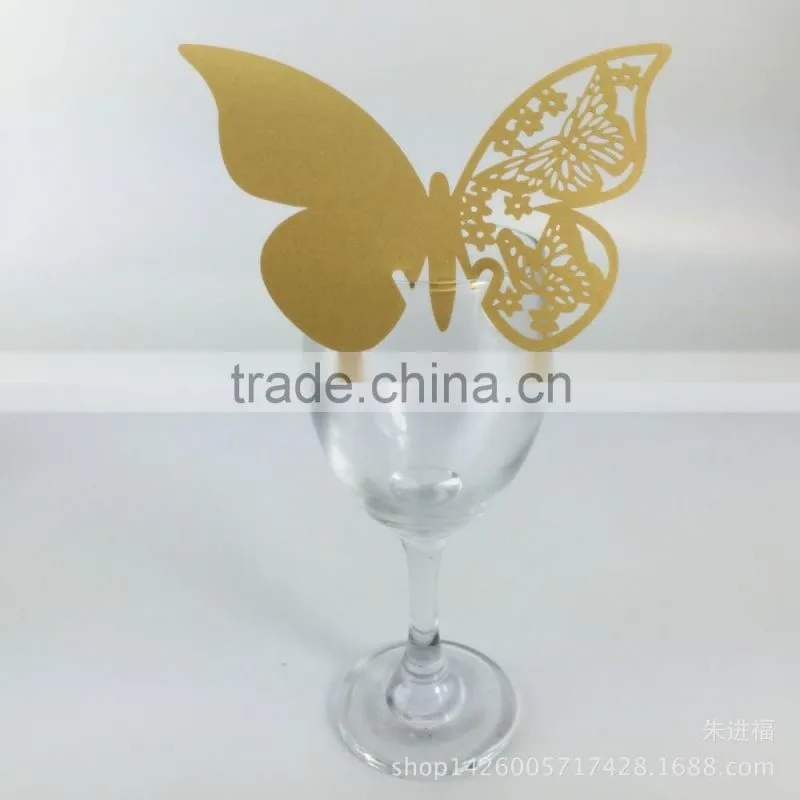 party favors supplier wine glass card laser cut wedding invitation card