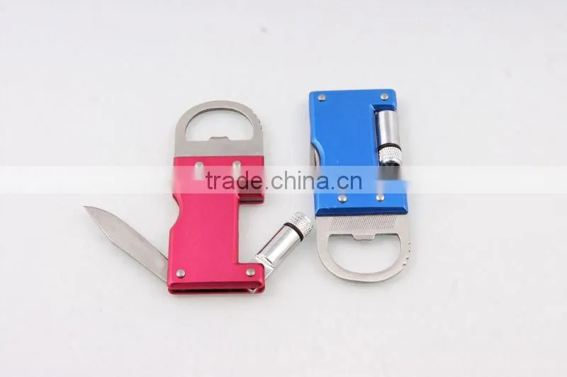 2014 new Mini aluminium oxide keychain Knife with mini light/pocket keychain/keychain knife