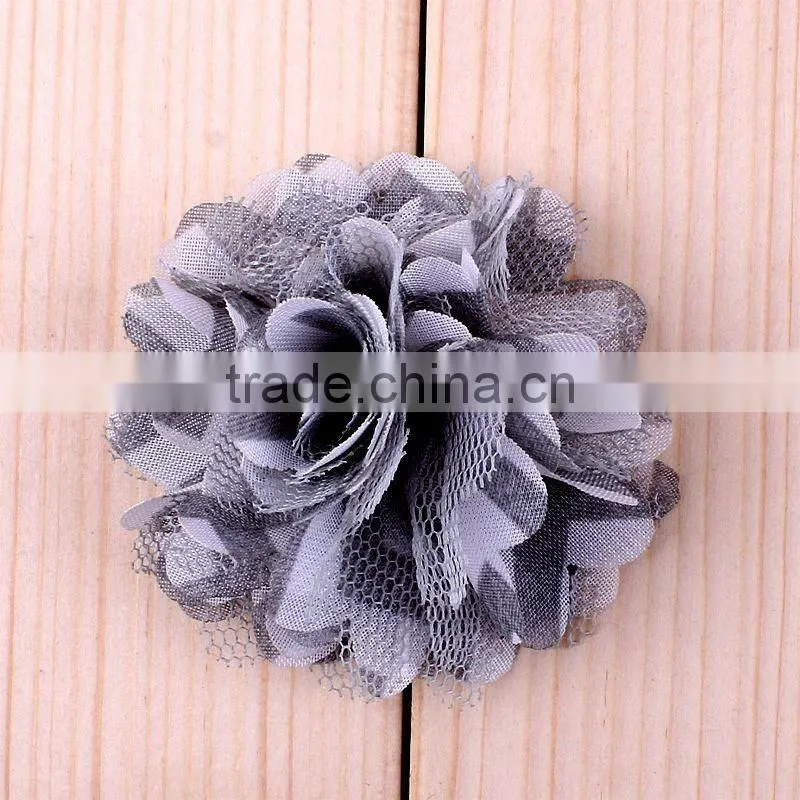 fabric and mesh flower clip for kids hair accessories