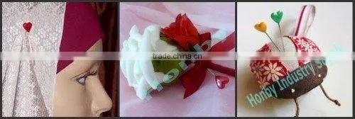 55mm long colorful heart head design pearl moslem hijab pin