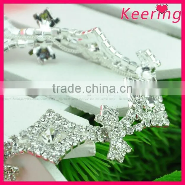 Clear Rhinestone Pearl Chain Dress Costume Trim Silver Fashion chain WRC-279