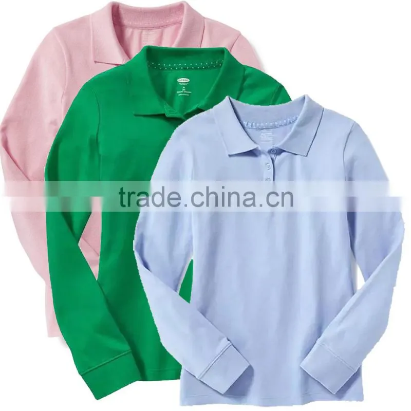 Mulit-color School Pique Uniform Polo Shirts Design With Pictutures Kids Wear HSs5251