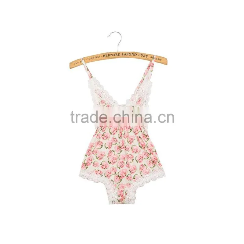 Summer baby clothing hot sale baby girl lace romepr infant and toddlers floral romper