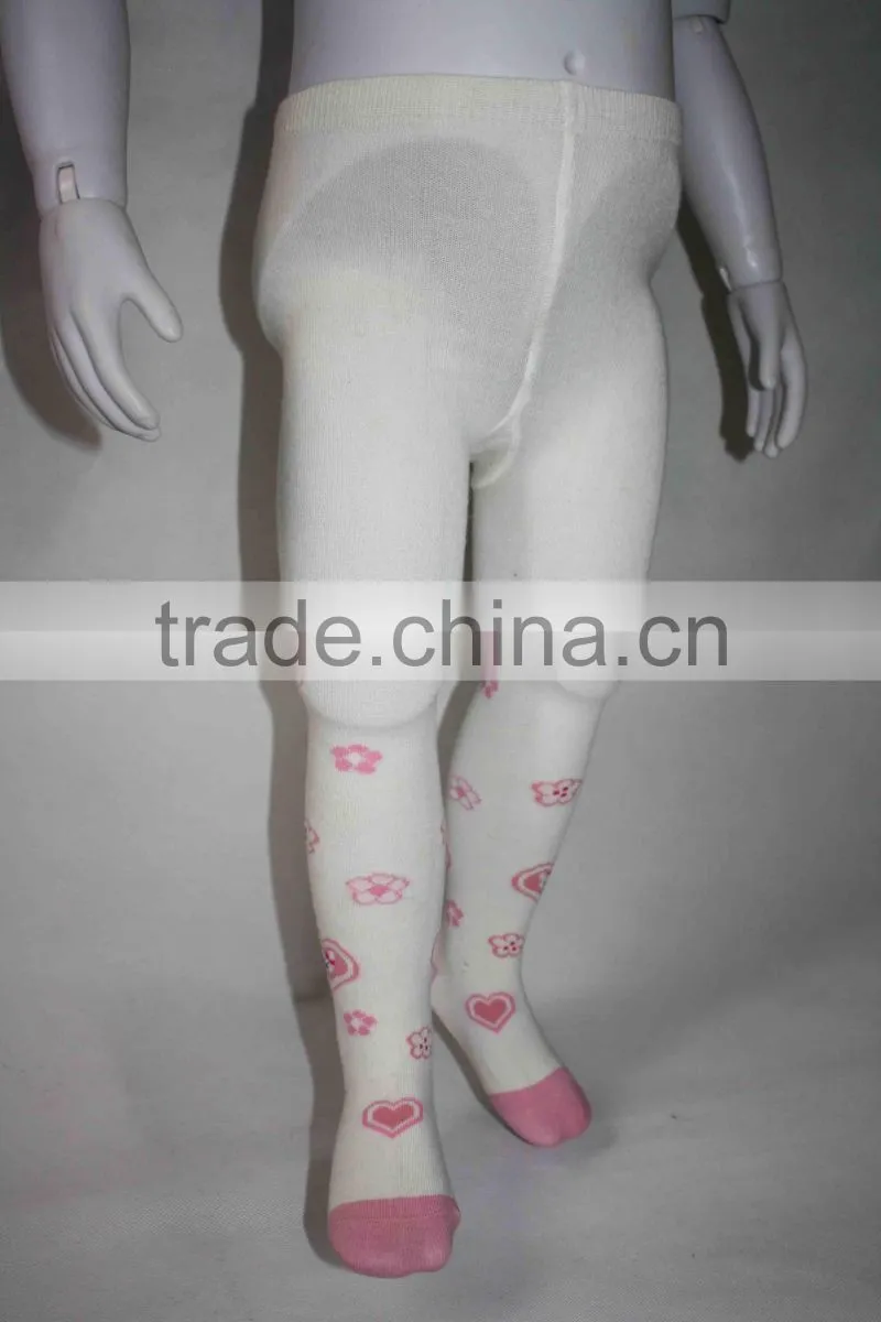 girls pretty pink flower and heart printed tights