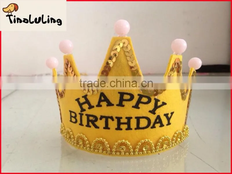 2014 new happy birthday child hair ornaments crown hair accessory with light