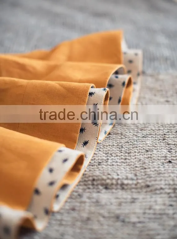 Classic Peter Pen Collar Mustard Linen Girl Child Dress Doild Kid Dress