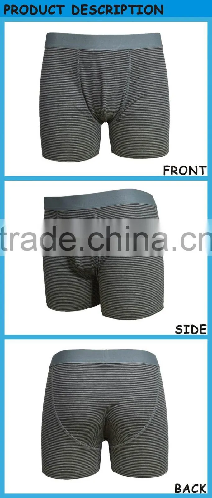 Latest Man Boxer Comfortable Cotton Underwear with Stripes Man's Brief Suits