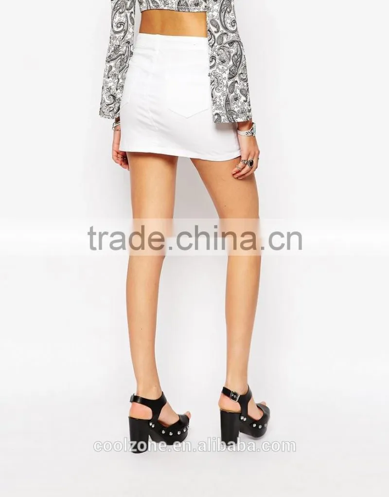 Five pocket styliny denim skirt women button placket hot skirts