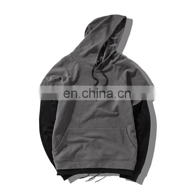 Men's 2-in-1 T-shirt Long Sleeve Street Casual Hoodie Jumper Hoody Top Sweater