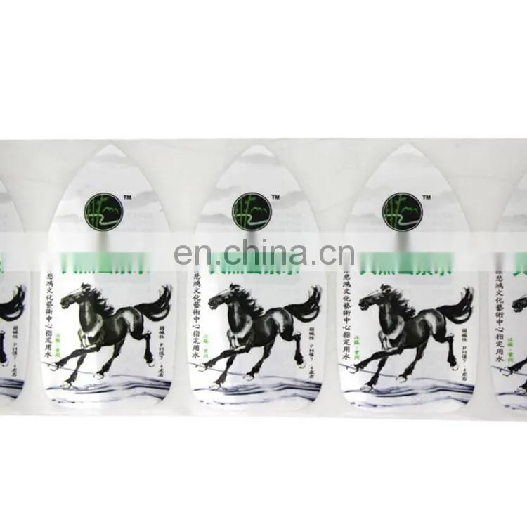 Eco friendly adhesive plastic bottle sticker labels with colorful printing for water