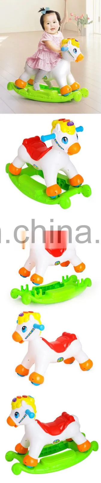 Plastic educational rocking horse electric toy with music