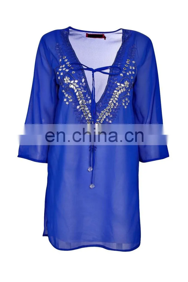 EMBELLISHED DETAIL KAFTAN PONCHO KAFTAN Slim Embroidered Poncho/ Short Kaftan For Women Summer Wear