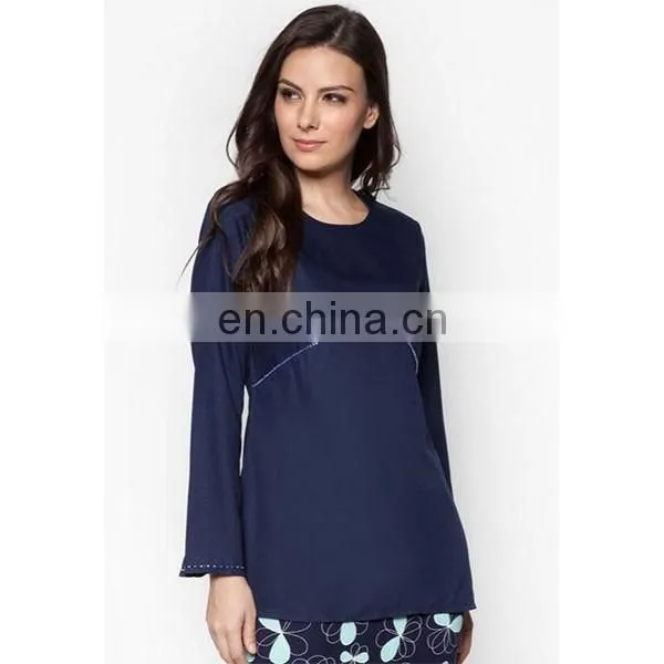 Traditional muslim wear high quality long sleeve muslim blouse for malaysia