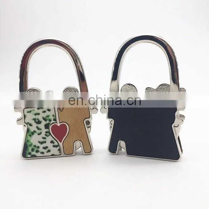 Wholesale love/couple foldable table bag purse hanger with crystal