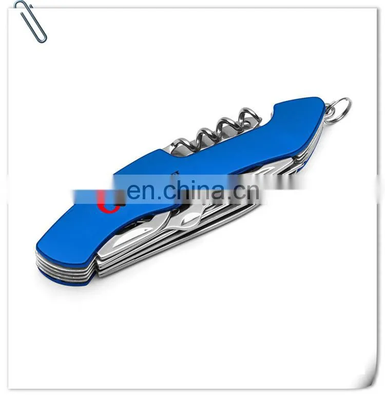 stainless steel multi tool knife with locking knife,can opener,screwdriver,scissors,needle,