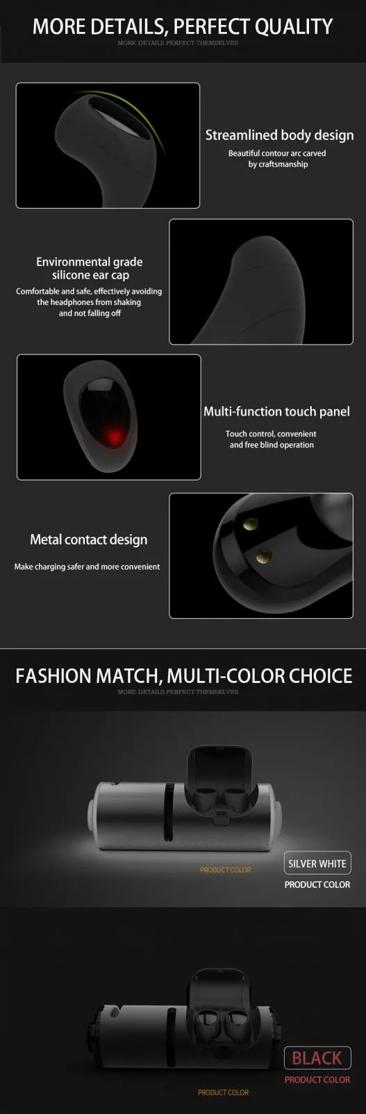 2020 Bulk Earbuds Mini Earphones HD Stereo Magnetic Wireless Earbuds with Charging Case for Smartphones