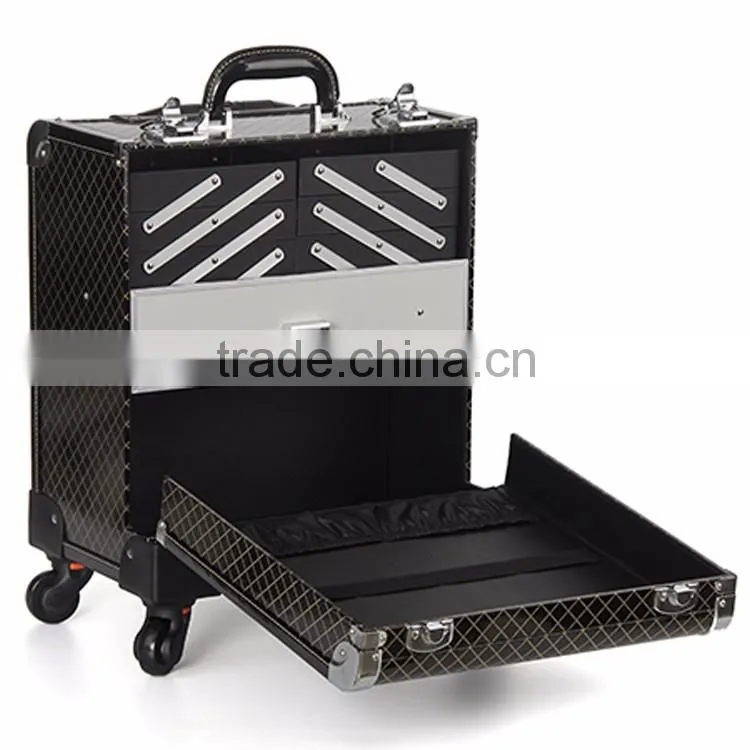 PVC cosmetic display case makeup case with trays