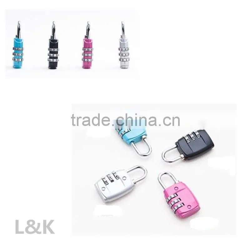 colorful 3-digit resettable travel lock/wholesale promotional lock