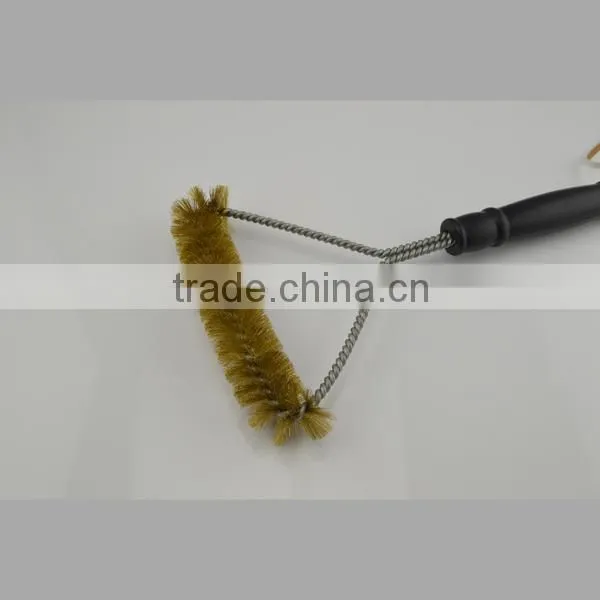 In stock factory 12'' BBQ grill brush zinc plated wire bbq cleaning brush brass wire BBQ Grill cleaning brush