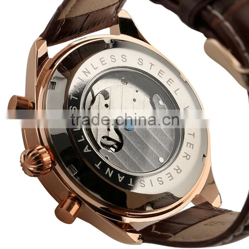 Tourbillon Skeleton Men Wrist Watch Rose Gold Men Automatic Mechanical Watch WM374