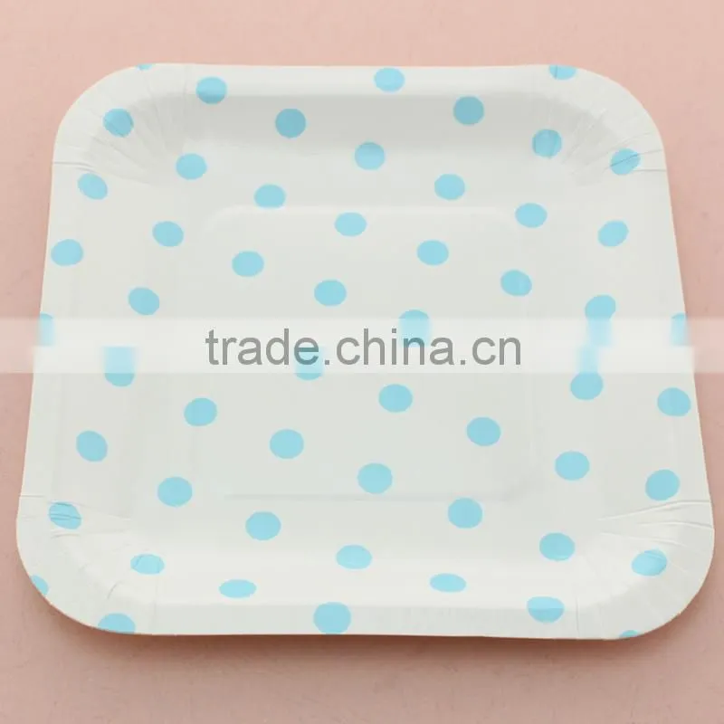 China wholesale fancy dotted 7 inch square paper plates