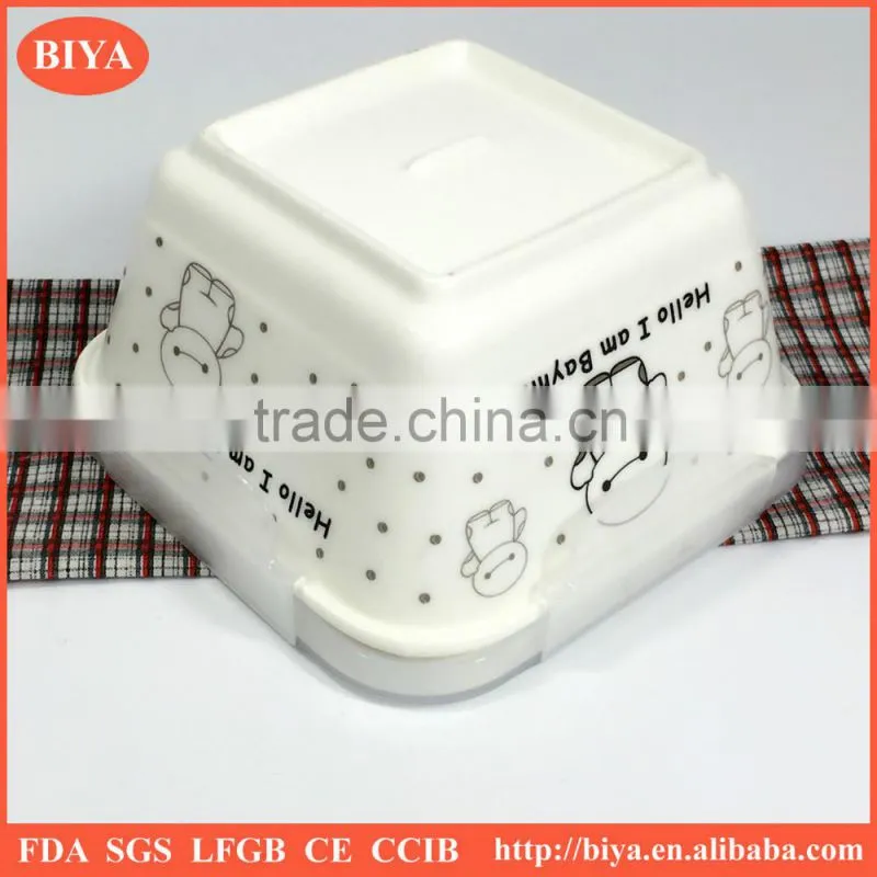 heat resistance food storage ceramic cute lunch box functional porcelain bento square lunch container with seal silicone lid