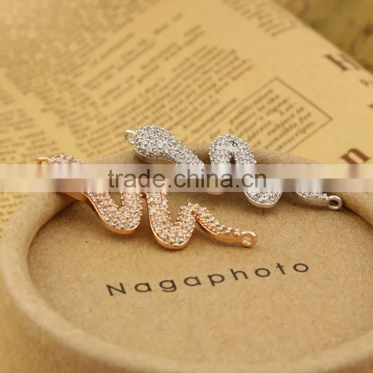 CZ6518 Wholesale mirco cz pave snake bracelet charm connectors