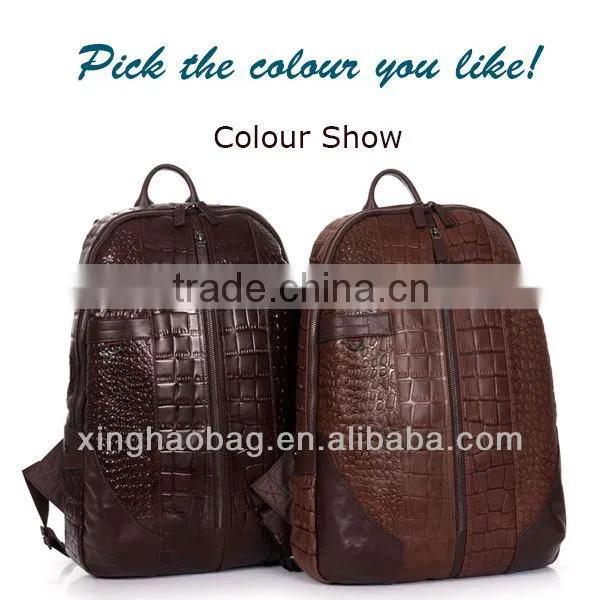 Custom genuine leather backpack vintage crocodile leather backpack bags