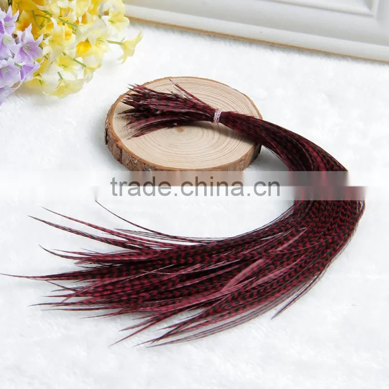 2015 New Arrival Factory Price real rooster feather hair extensions pure color feathershair extension