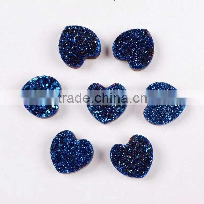 Titanium coating agate druzy drusy heart cabochon semi-precious gemstone from China