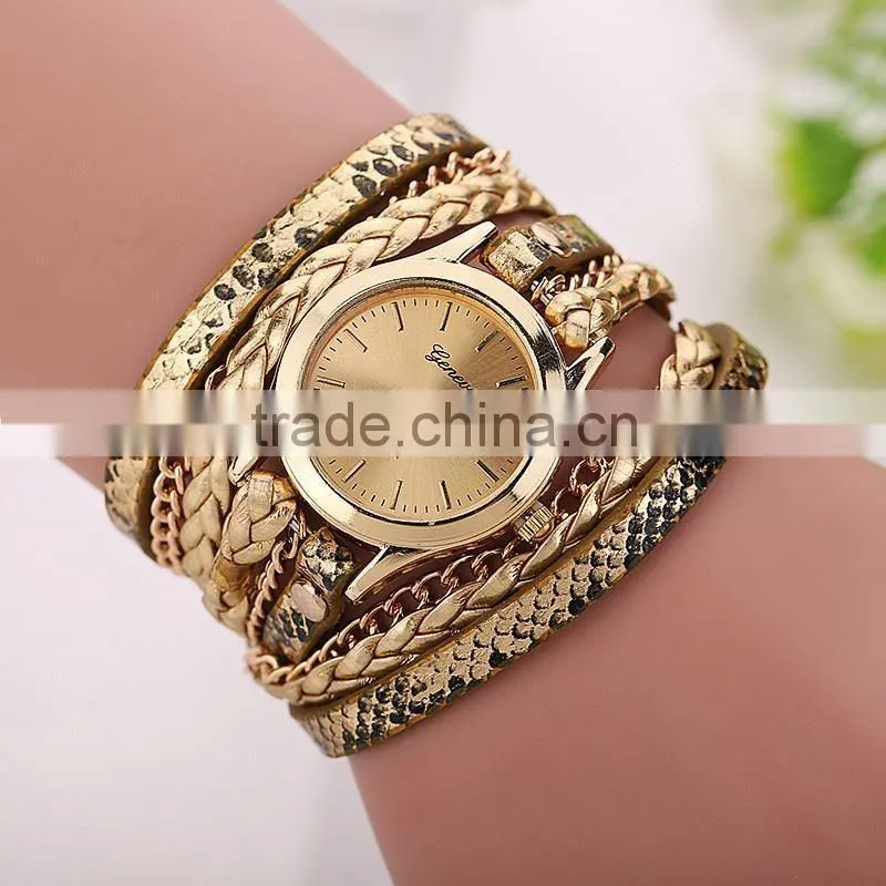 CARUDF Braided PU Leather Popular woman Quartz Watch Women Dress Watches Relogio Feminino Fashion Bracelet Watch montre femme
