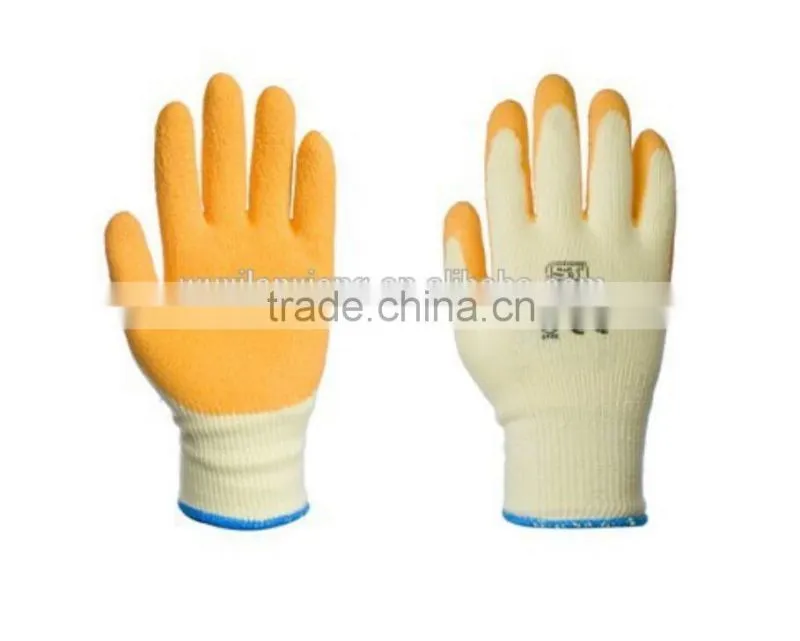 10G Hand Protective Yellow Latex Coated Safety Working Glove with High Quality