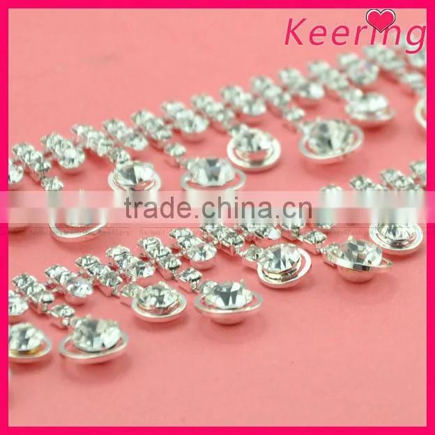 wholesale Blingbling rhinestone crystal trim chain jewelry bridal accessory for head/neck embellishment WRC-211