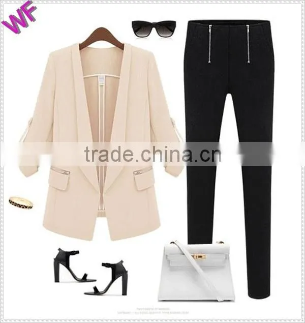 china wholesale alibaba roll up sleeve design ladies blazer