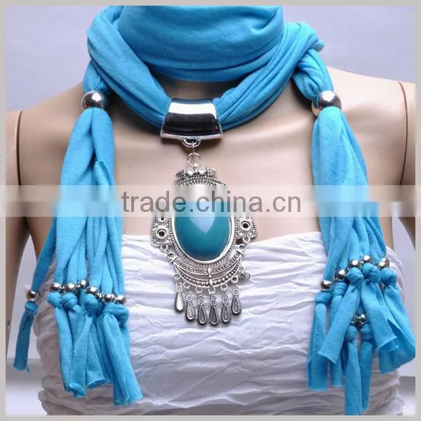 Oval Turquoise Stone Jewelry Slide Scarves