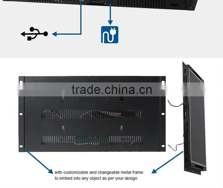 15 inch elevator flexible mount open frame lcd advertising screen for auto loop display