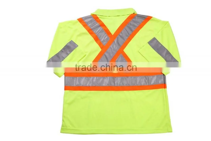 100% Polyester Polo Shirt With Reflective Tape High Quality Safety T Shirt