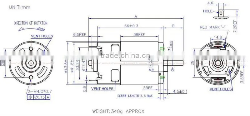 High torque motor,12V DC motor,electric motor(RS-775SHF)