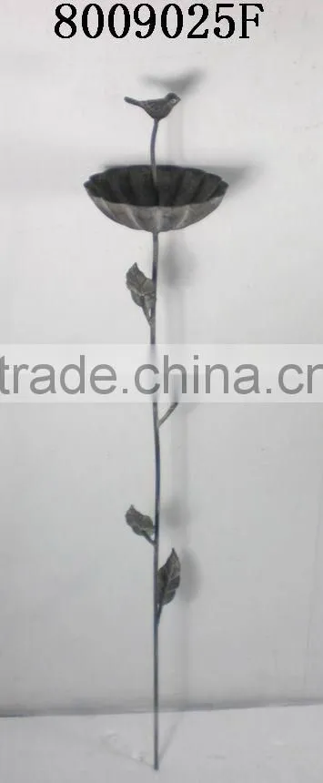 Vintage french bird feeder metal stick for garden decor