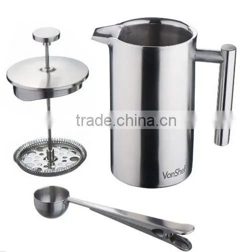 HOT SALES Stainless Steel double wall french coffee press