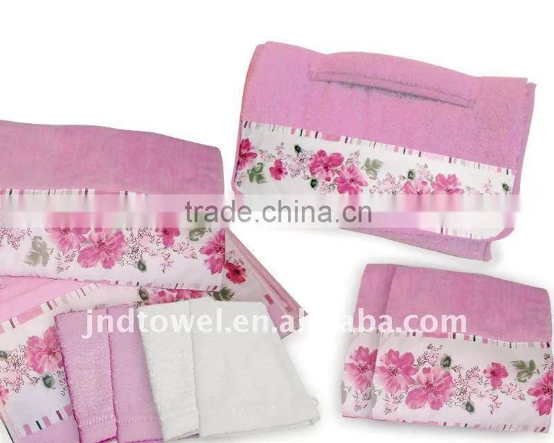 promotion cotton TC print fabric hand towel set