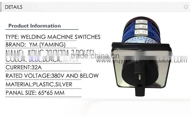 Welding machine switch KDHC-32/3 3 knots 3 poles 32A 3 positions step switch 6 pcs contacts changeover rotary switch