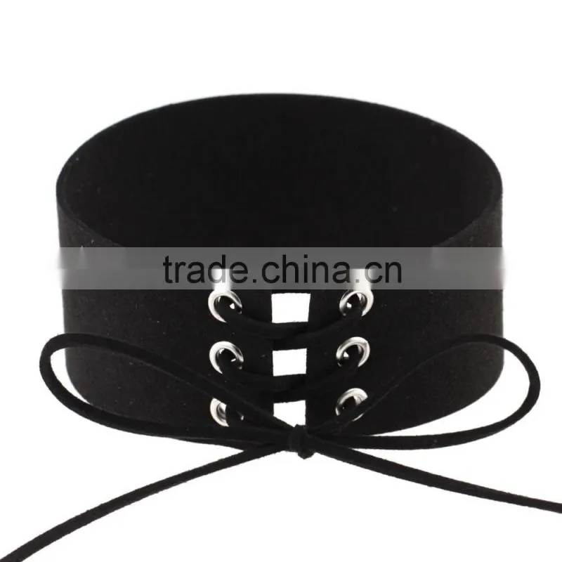 Woman man Punk Sexy Leather Wrap Choker Collar Leather Wrap