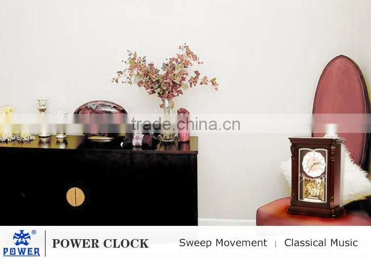Roman digital shell dial table clock with Westminster music hand-crafted carving and traditional lacquer finish wood PW1417