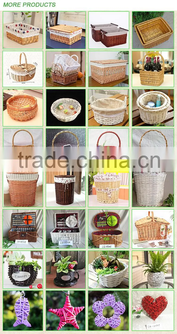 white set of 3 wicker vase/willow planted pots /wicker plant baskets