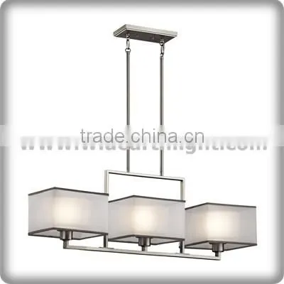 UL Listed Hotel 3 Heads Big Pendant Lamp For Indoor With Three Square Fabric Shade C40665