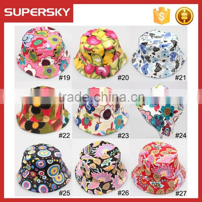 A-1417 fashion baby print bucket sun hat children summer sun beach cap cute kids bucket hat